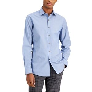 Bar III Men's Organic Cotton Collared Button-Up Dress Shirt, NWT, Size S 14-14.5